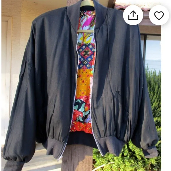 Vintage Y2k Patchwork Rayon Reversible Jacket Batik by Kenar - Picture 5 of 7